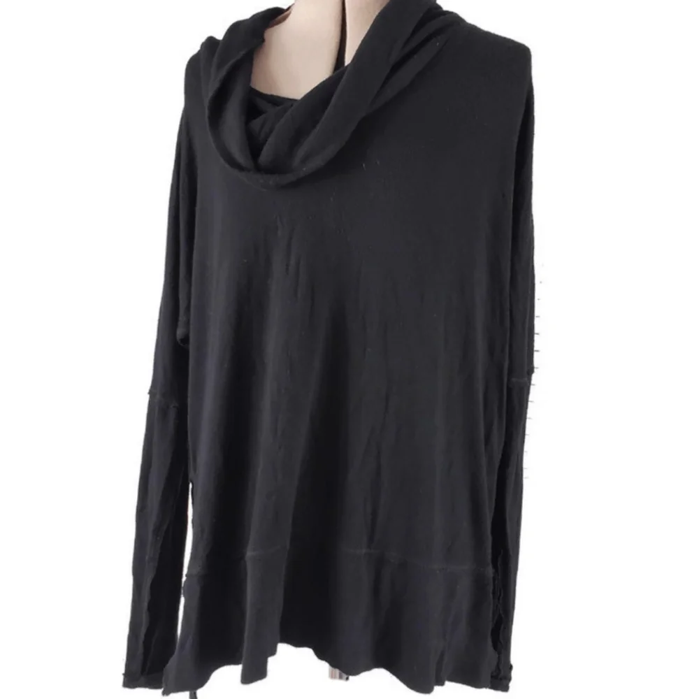 Bordeaux Anthropologie Abbie Black Cowl Neck Ribbed Oversize Sweater Sz XS - Picture 2 of 5